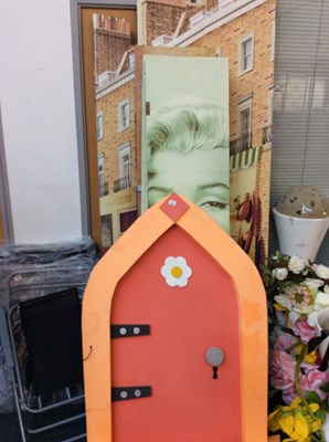 Lot 140 - 4 Folding Backgrounds & One Foam Fairy Door - Used