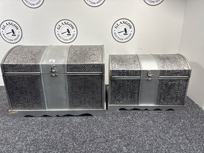 Lot 211 - Two Silver Finish Chests, Damage On Bottom - Used