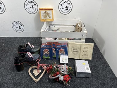 Lot 189 - Box Of Misc, Including Christmas Decorations, Travel Alarms, Magnetic Photo Frames - Mixed
