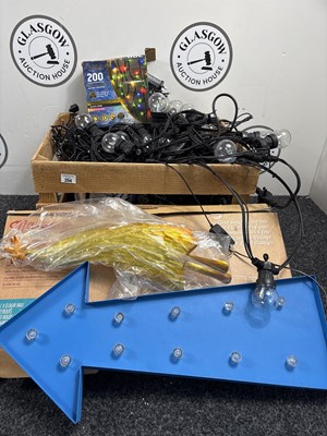 Lot 204 - Box Of Fairy Lights, Arrows & Festoon Lights - Used