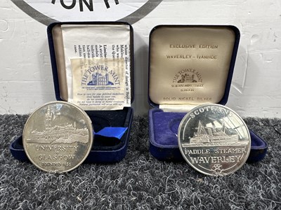 Lot 102 - Pair of commemorative medals for university of Glasgow and the Waverley paddle steamer