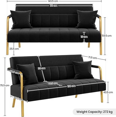 Lot 264 - Yaheetech Black Sofa - New