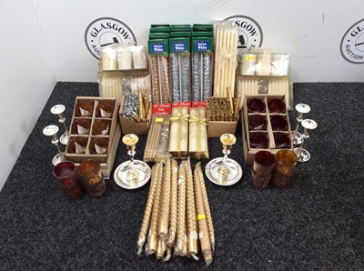 Lot 54 - Box Of Candles, Tree Candles, Gift Sets & Holders - New