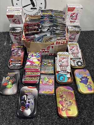 Lot 96 - Large Bundle Pokemon Booster Packs inc , S&S Fusion Strike, S&V Prismatic Evolutions, Mega Evolution Phantasmal Flames, Bundle of One Piece Trading Cards & More Over 100 Packs *All Packs Open* - Used
