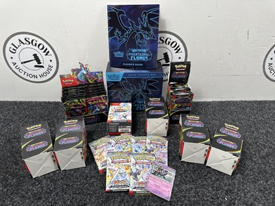 Lot 91 - Pokemon Bundle inc Phantasmal Flames Elite Trainer Box 6 Booster Display Boxes (18 Packs Per Box), 1 Enhanced Booster Display Box (36 Packs Per Box), 1 PE Bundle inc 6 Packs *All Packs Open* - Used