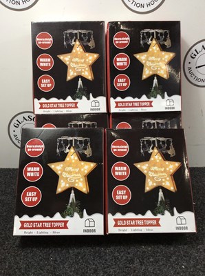 Lot 34 - 8x gold star tree toppers-new