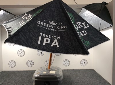 Lot 268 - Large Beer Garden Umbrella & Base - New