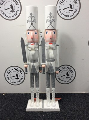 Lot 18 - 2 White & Silver Nutcrackers 70cm - New