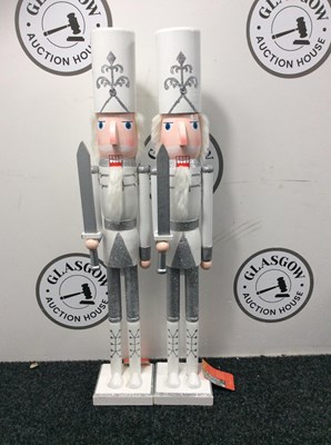 Lot 82 - 2 White & Silver Nutcrackers 70cm - New