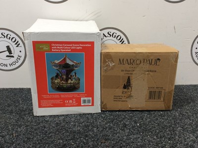 Lot 179 - Ski slope and Christmas carousel Christmas Decorations.