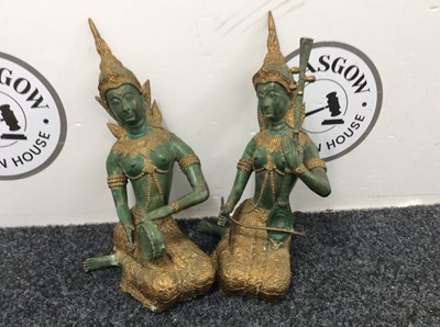 Lot 81 - Two Bronze Musical Buddhas - 10inch Tall Used