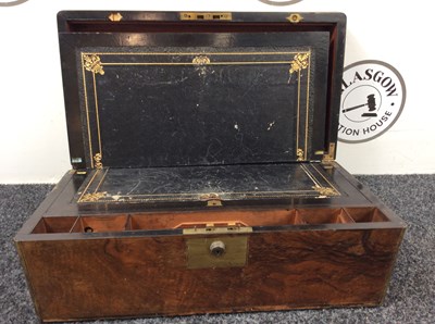Lot 169 - Victorian burr walnut brass-bound writing slope.