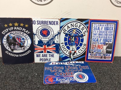Lot 178 - 5 Glasgow rangers metel signs..