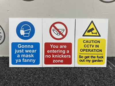 Lot 199 - Three Funny Signs - 1FTx8” - Used