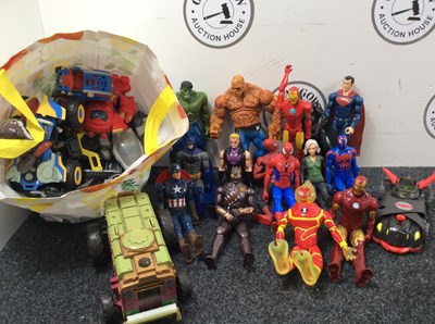 Lot 248 - Box of superhero’s . And Toy cars