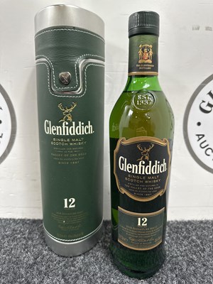 Lot 67 - Glenfiddich 12yr Old Single Malt Scotch Whisky In Faux Leather Gift Tube 70cl - New