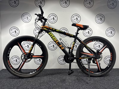 Lot 278 - MGLH 26" Wheel Sport Mountain Bike Front & Rear Disk Breaks, Black/Yellow/Orange - New