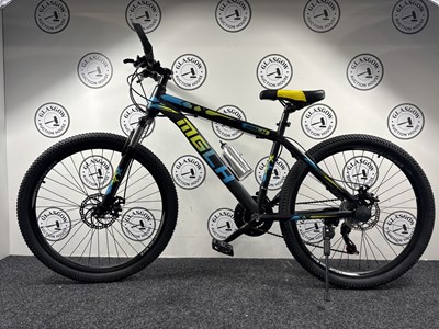 Lot 275 - MGLH 26" Wheel Sport Mountain Bike Front & Rear Disk Breaks, Black/Yellow/Blue - New