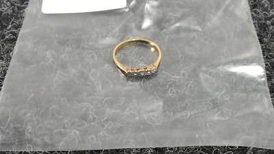 Lot 142 - 18ct Gold & Diamond stamped ring by R.Bros
