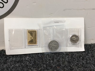 Lot 149 - 1943 Half Dollar & Quarter Dollar with Post Stamp - Used