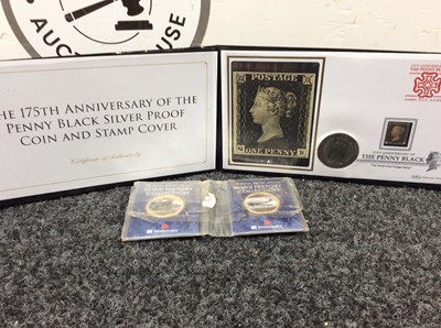 Lot 144 - 175th Anniversary of The Penny Black & 2 WWII Collection Coins - New