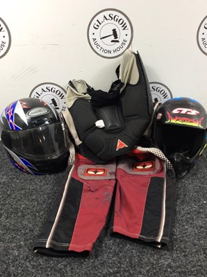 Lot 179 - 1 Motorcycle Helmet 1 Kids Motorcycle Helmet & Protective Shorts & Trousers - Used