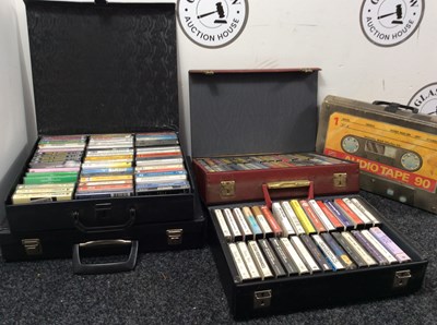 Lot 57 - Large qty of cassette tapes in carry cases