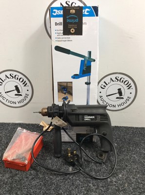 Lot 172 - Drill stand and hammer drill and drill bits-used
