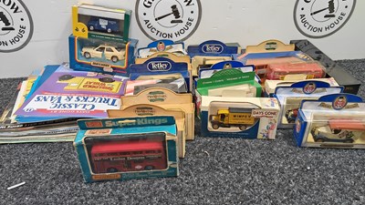 Lot 13 - Box containing model vehicles and magazines