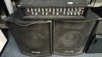 Lot 114 - Pulse speakers and portable mixer amp