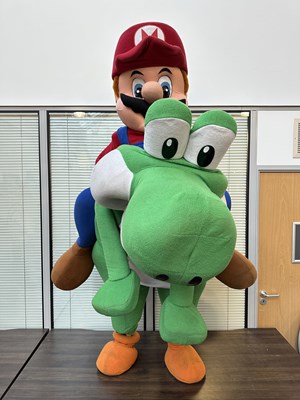 Lot 143 - Super Mario Bros Mario Riding Yoshi Mascot Costume - Used