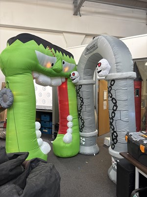 Lot 7 - Two Inflatable Halloween Arches 10Ft - Grey One Has Repaired Hole - Used