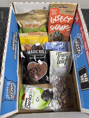 Lot 25 - Box of asstd packets of mixed dog treats