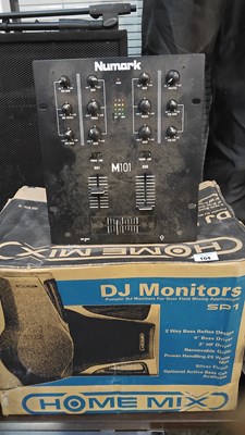 Lot 104 - Numark mixer and home mix speakers