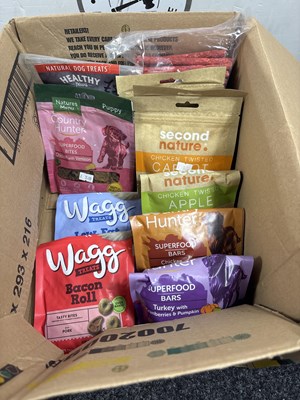 Lot 14 - Box of dog treats.