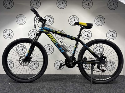 Lot 81 - *Boxed* MGLH 26" Wheel Sport Mountain Bike Front & Rear Disk Breaks, Black/Yellow/Blue - New
