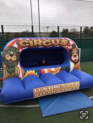 Lot 183 - Toddler Sized Circus Themed Bouncy Castle 10x10m - No Blower - Used