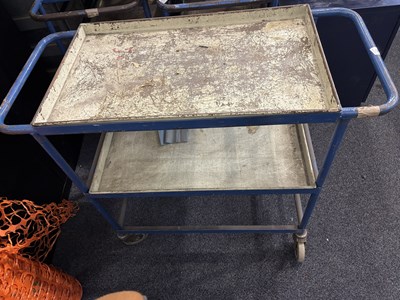 Lot 147 - A Pair Of Two Tiered Industrial Shelf Trolleys - Used
