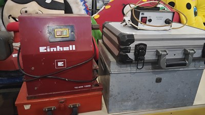 Lot 153 - Qty Of Tools, Soldering Station, Einhell Woodlathe*Missing Parts* & 3 Tool Boxes - Used