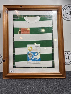 Lot 30 - Framed Celtic retro football top with ticket and program
