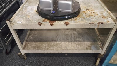 Lot 168 - 2 Tiered Small Table On Wheels - 1FT Tall x 2FT L - Used