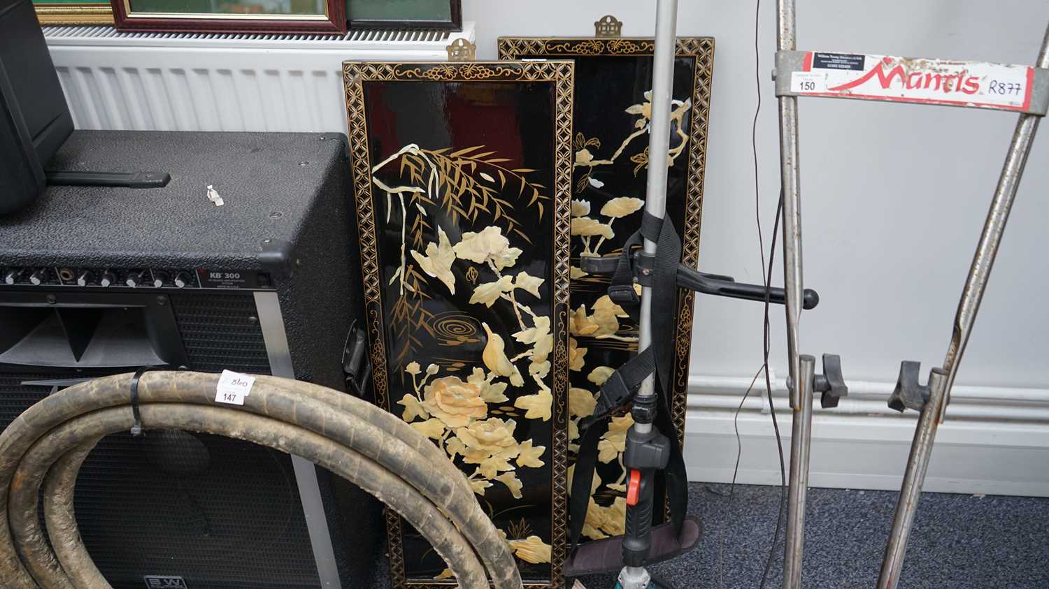 Lot 148 - A Pair Of Asian Wall Panels With Mother of Pearl Inlay