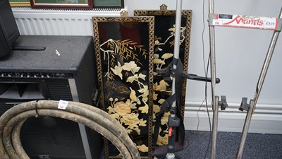 Lot 148 - A Pair Of Asian Wall Panels With Mother of Pearl Inlay