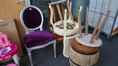 Lot 226 - Three Chairs & Two Small Grey Tables