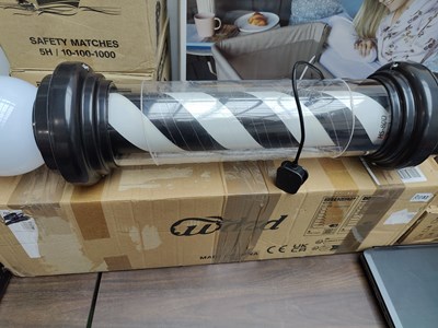 Lot 32 - Black and white Barber style pole light