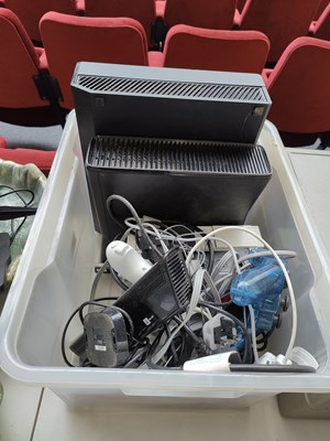 Lot 305 - Box of games consoles and accessories