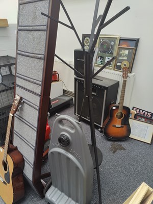 Lot 151 - Waste Container On Wheels and black metal coat stand