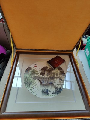 Lot 38 - Silk Canvas Painting in display box