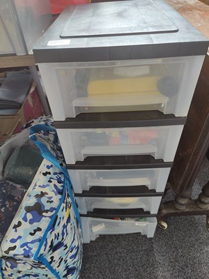 Lot 228 - Storage shelves with misc included
