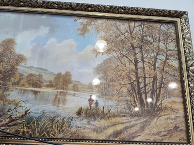 Lot 91 - Woodland Loch Fishing Scene Painting